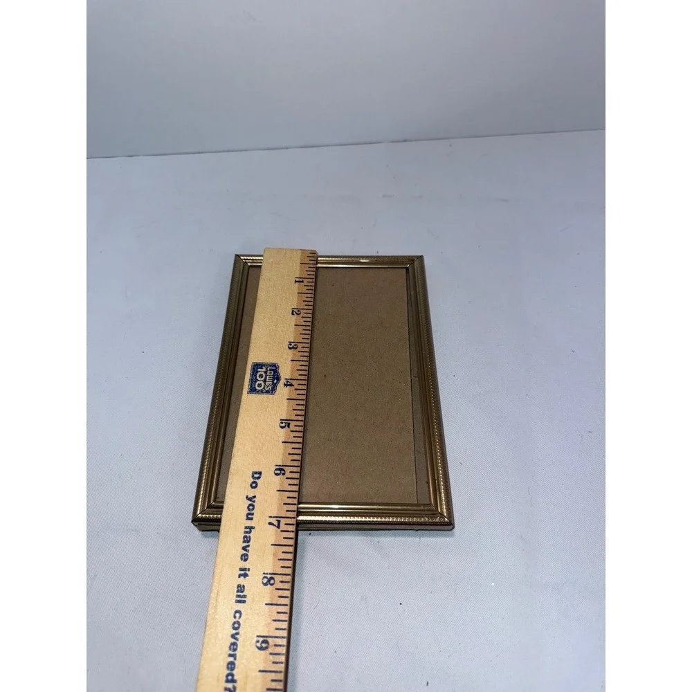 Intercraft Gold Tone Metal Beaded 5x7 Picture Frame Tabletop Wall Mount Vintage